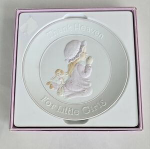 "Thank Heaven For Little Girls" Hand-Painted Decorative Plate - White and Pink